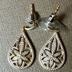 Gold and Platinum Diamond Accent Earrings